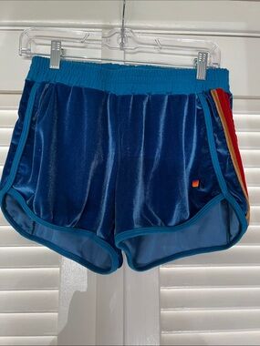 Aviator Nation velour shorts and hoodie